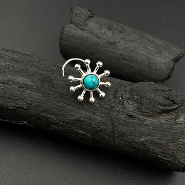 Turquoise Strokes Nose Pin
